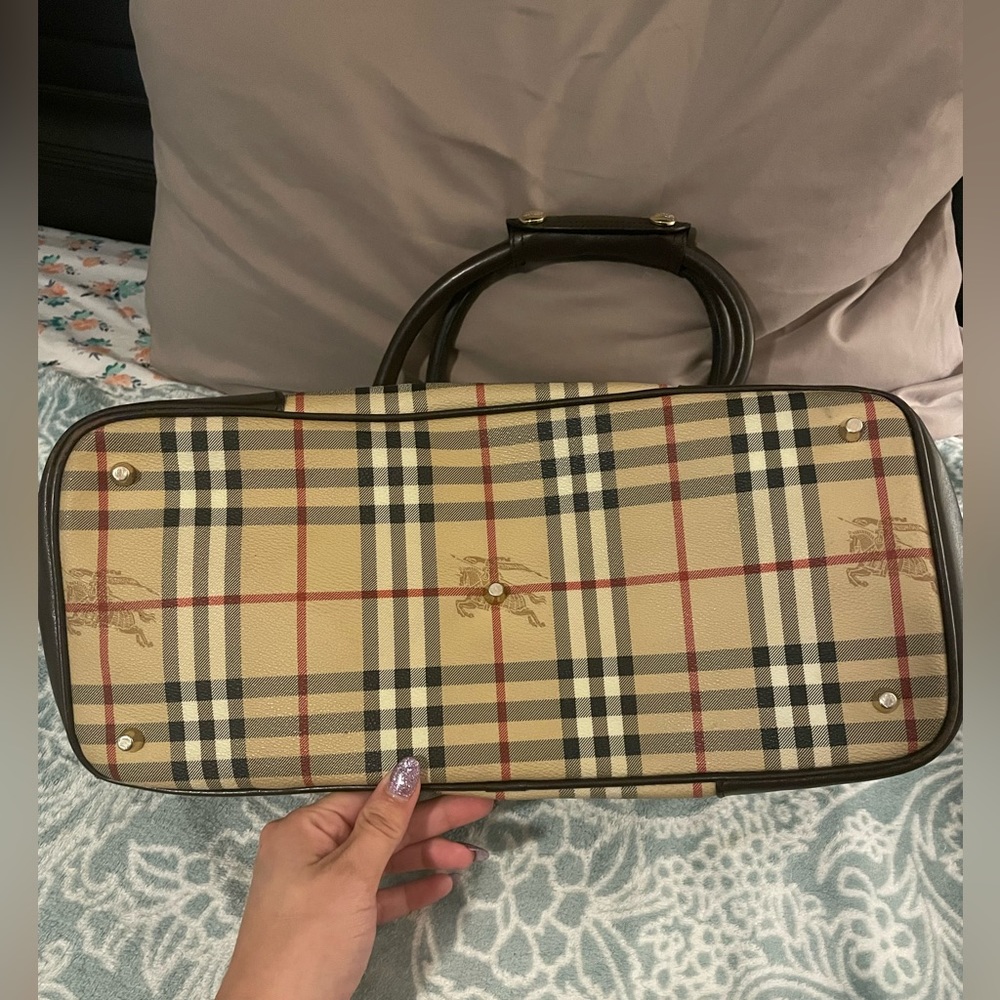 Authentic Burberry haymarket check large tote chocolate #designer #burberry - Picture 4 of 9